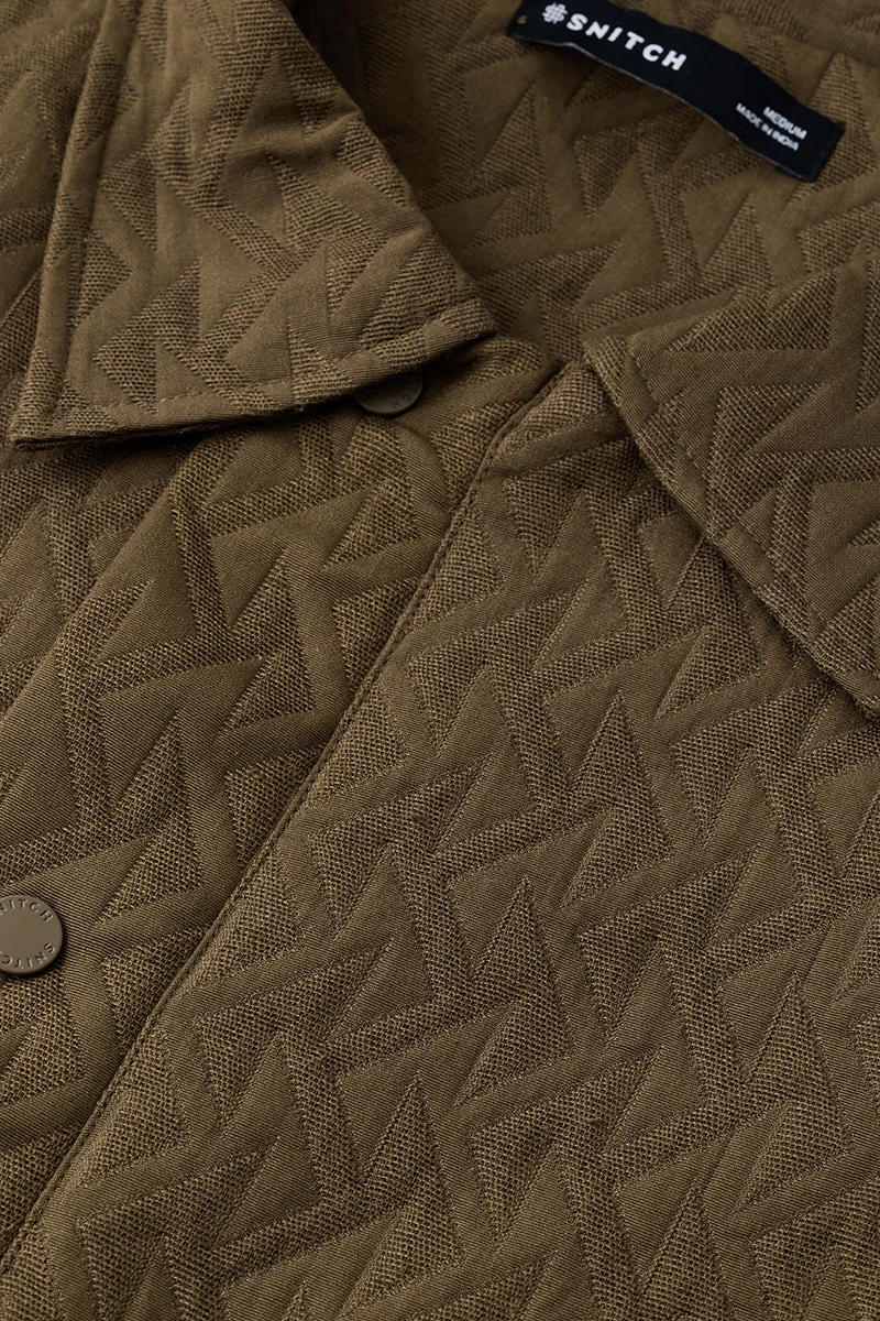 SNITCH Olive Double Pocket Snap Button Zipper Jacket for Men | Best Price UAE